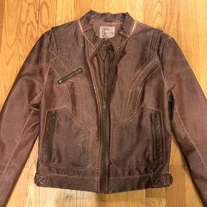 Faux distressed leather women’s cropped jacket S